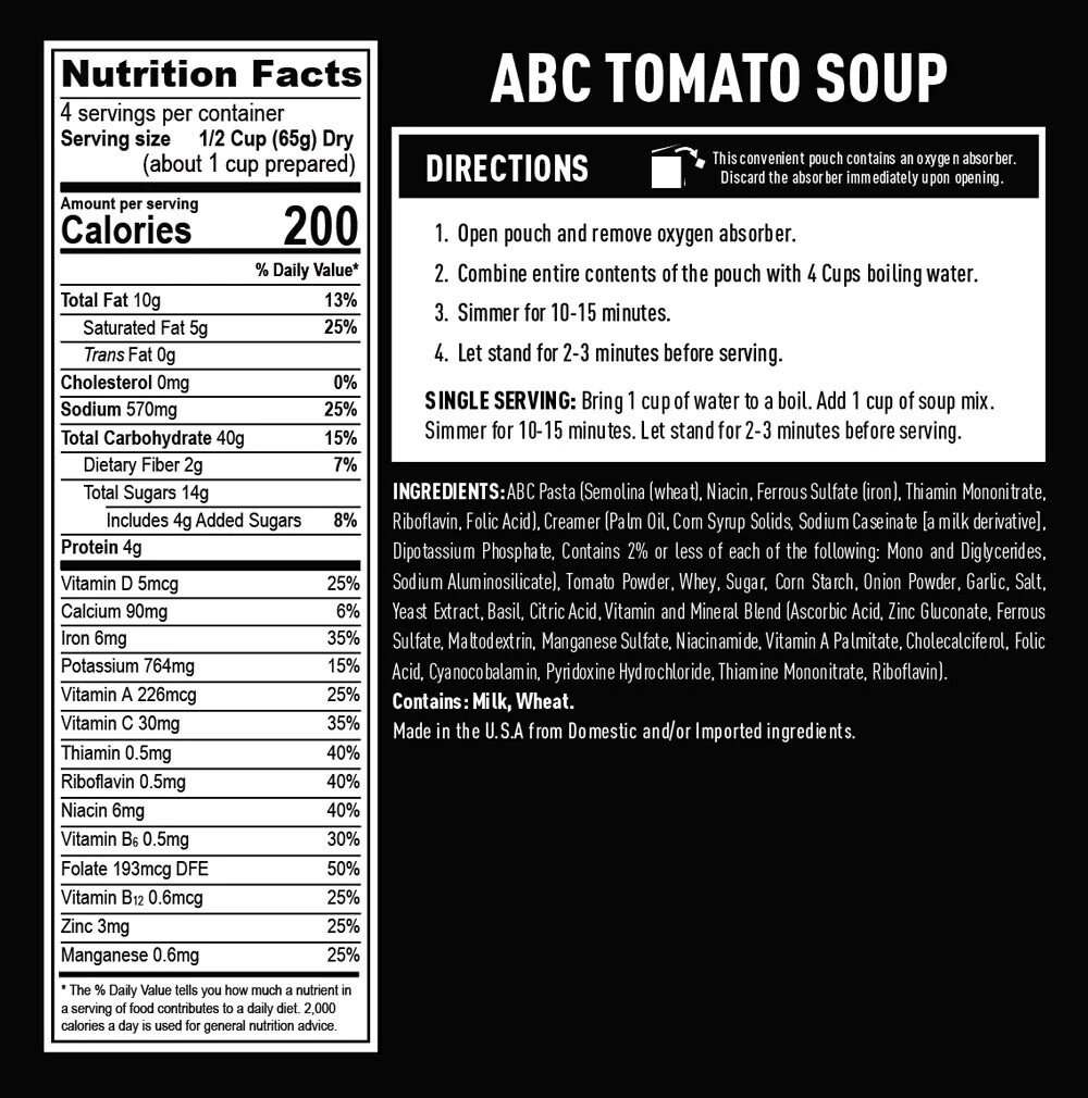 Ready Hour ABC Tomato Soup25 Year ShelfEmergency Long Term Food