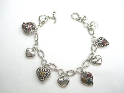 Brighton Go Red Heart Charm Bracelet Love Laugh Dream