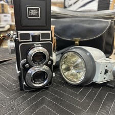 Vtg Zeiss Ikon Ikoflex Camera 75mm 3.5 Leather Travel Bag W/futuramic Strobonar