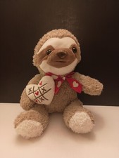 Dan Dee Sloth Plush 10  Tic Tac Toe Heart Bow Stuffed Toy Love Valentine's Day