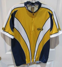 Louis Garneau Men's Cycling Jersey Size XL - Yellow white & Blue USA Made adult