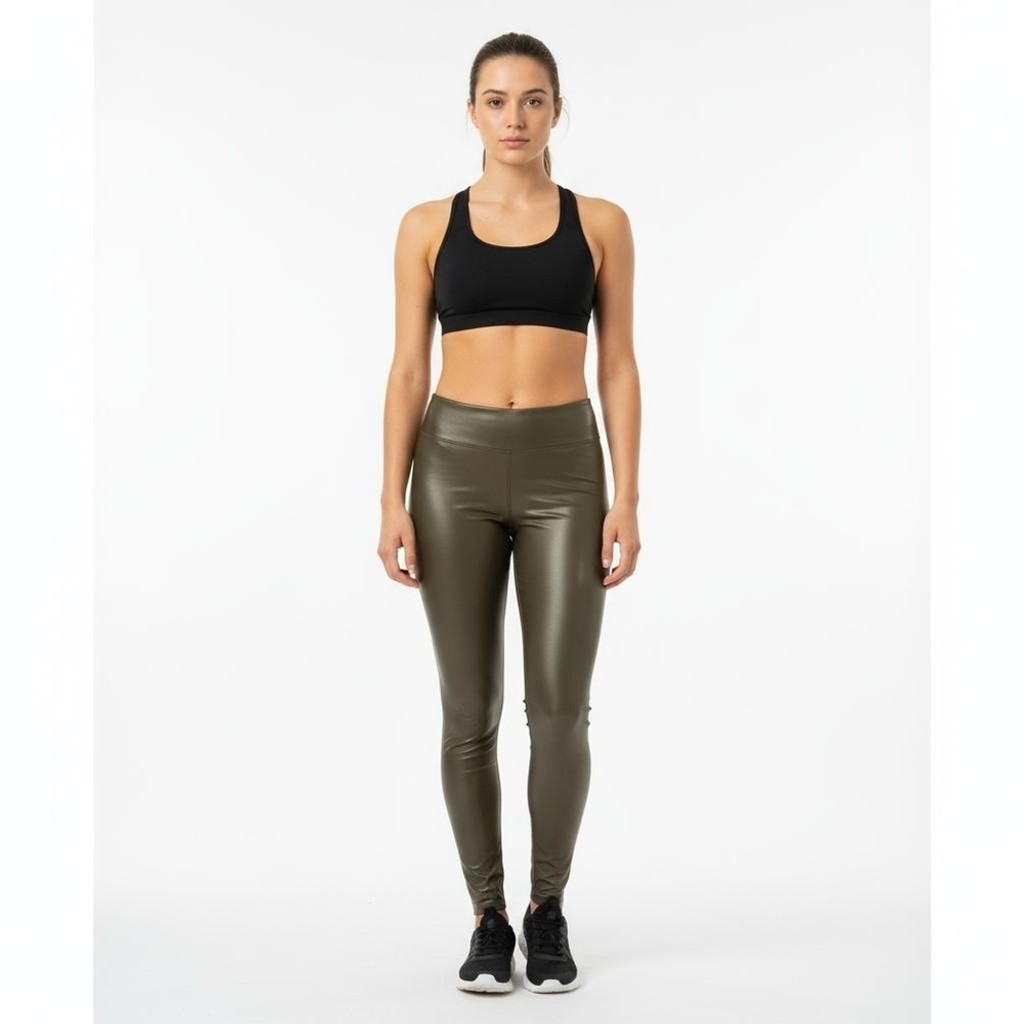 Aerie Offline Feel Good Green Faux Leather Leggings Size Large