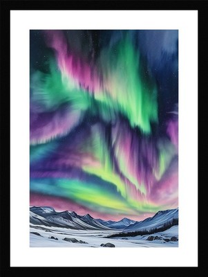 Lebendige Nordlichter gerahmtes Wandbild Poster Leinwanddruck Bild