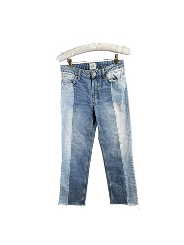 BDG Urban Outfitters Jessye Two Tone Jeans W27 L32 Raw Hem Button Fly Y2K