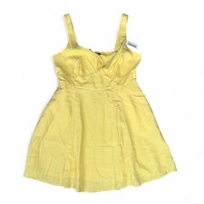 Old Navy Yellow Linen Blend Smocked Sundress Womens L NWT