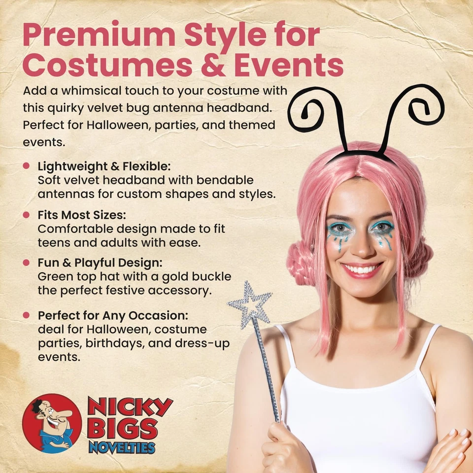 Diadema antena insecto terciopelo negro Ladybug abeja insecto banda para el pelo accesorio de disfraz Foto 4 de 4