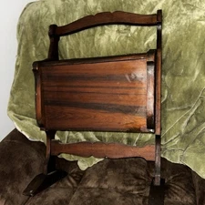 Vintage Wooden Crafting Sewing Caddy Storage Box Brown with Tray ~ Unique
