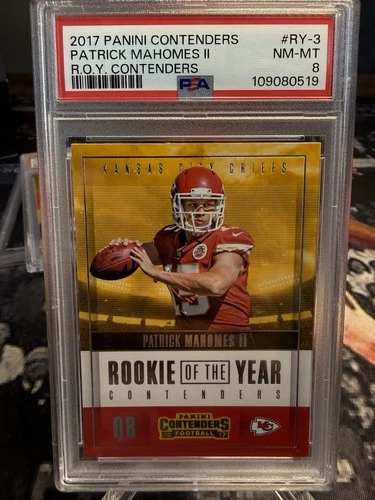 🔥2017 Panini Contenders Patrick Mahomes Rookie Of The Year #RY-3 RC (PSA 8)