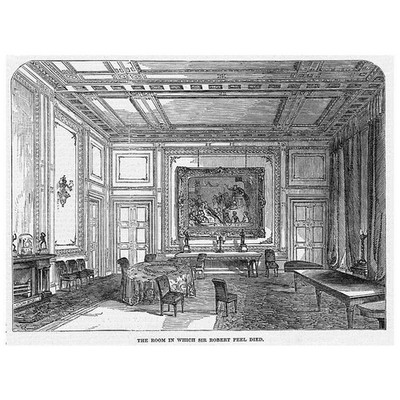 SIR ROBERT PEEL the Room in Which He Died - Antique Print 1850