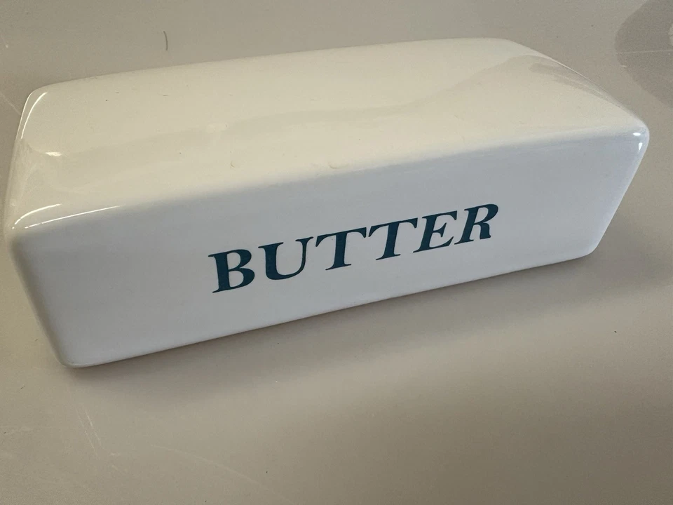 Butter Dish with Lid Turquoise and White Mainstays 7”x3.25”x2” - Image 4 of 4