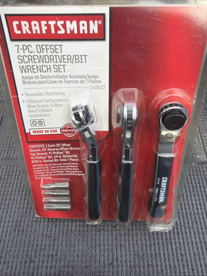 #ad #ad Sears Craftsman 7pc Offset Screwdriver Bit Ratchet Wrench Set USA Nos Part 47477 $99.00