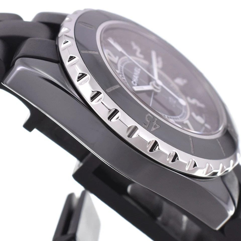 Reloj de cuarzo para dama Chanel J12 H0681 cerámica/caucho esfera negra P#143712 Foto 4 de 4