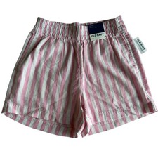 Old Navy Linen Blend Shorts Womens XS Pink White Striped High Rise Summer NWT