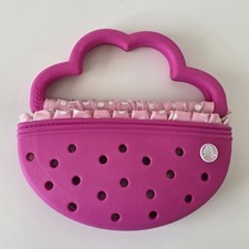 Rare Pink CROCS Charm Display Bag Purse Handbag Jibbitz Kids Poka Dot Interior