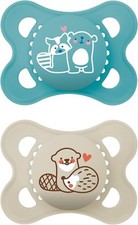 Image of MAM Original Soothers 0-6M, 2 Pack, Steriliser Case, Blue/Cream, Baby Dummies