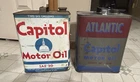 VINTAGE METAL ATLANTIC MOTOR OIL CAN 2 ATLANTIC CAPITAL OIL CANS PHILADELPHIA PA