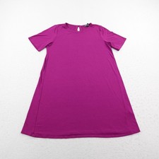 Eileen Fisher Dress Womens Petite Medium Purple A Line Shift Short Sleeve Knit