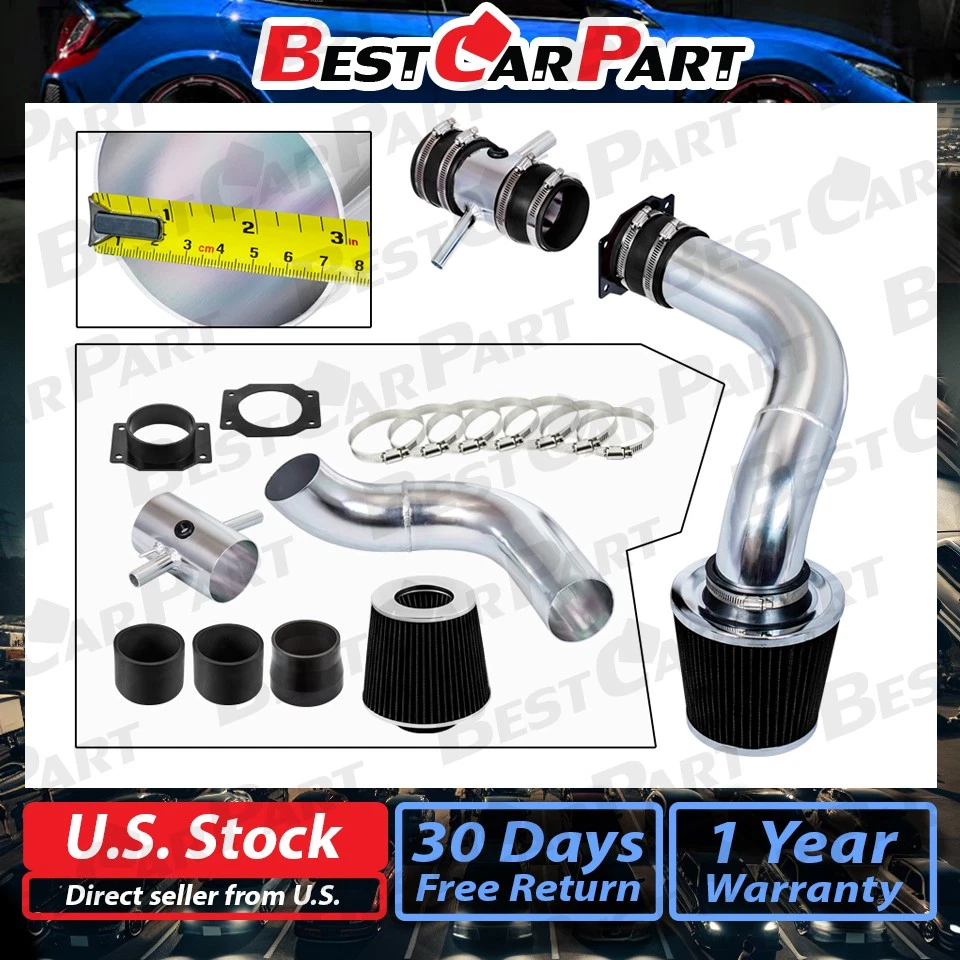 Sistema de carreras de admisión de aire frío BCP NEGRO + ajuste de filtro 95-99 Máxima 3,0 L V6 Foto 2 de 4