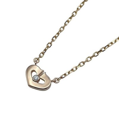 Cartier Cartier C Herz Halskette 1P Diamant Rotgold 18K Schmuck 4,2g
