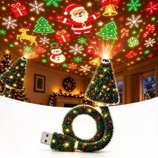 Christmas Projector Lights Indoor, USB Plug in with 6 Holiday Scenes Christmas
