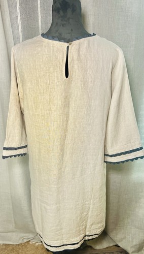 Alessandra - Claire 100% Linen Dress in String/Navy -NWT Size Large - Picture 15 of 18