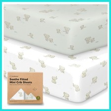 2-Pack Mini Crib Sheets Fitted - 38x26 Pack N Play Sheets for Pack and Play M...