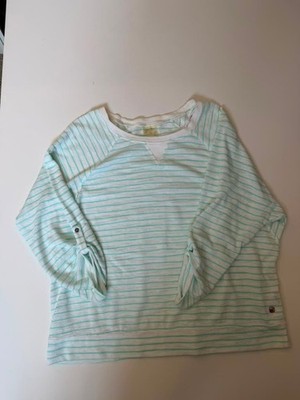 CK Performance Striped Raglan Lightweight Sweatshirt with Roll-Tab Sleeves