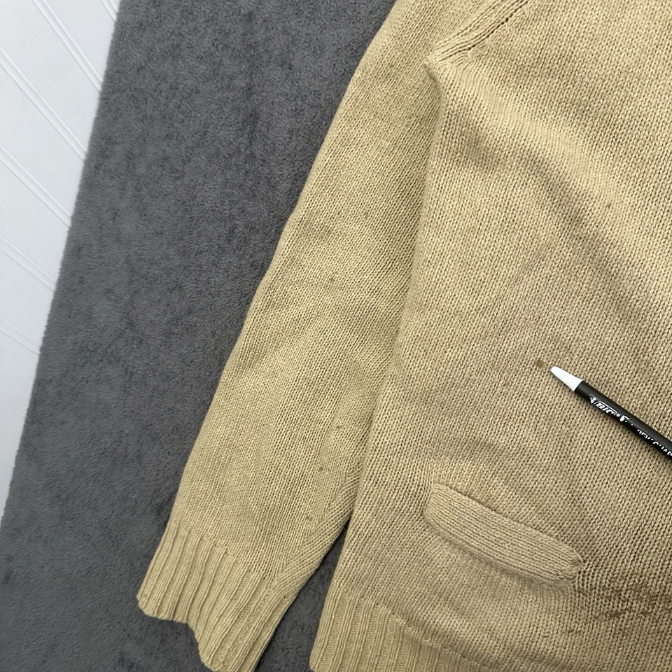 Винтажный кашемир экстра качества вязаный кардиган кнопка бежевый размер большой 70-х 80-х - Изображение 3 из 4