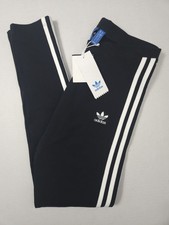 NWT Adidas 3 Stripe Black Leggings Size S Stretchy Cotton/Spandex Trefoil