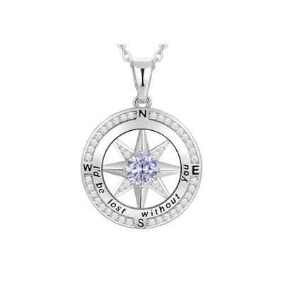 S925 Necklace Gift for Wife Compass Jewelry'I'd be Lost without You'18K Gold