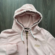 Superdry Orange Label Pink Zip Up Hoodie Sweatshirt G20902AT Womens US 12 L
