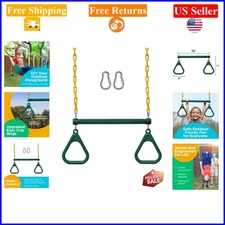 Green Backyard Swing Set Accessories with 18" Trapeze & 48" Chains