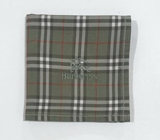 MEN HANDKERCHIEF BURBERRY Green Tan PLAID CHECK COTTON POCKET SQUARE 17