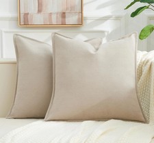 Throw Pillow Covers Neutral Set of 2 18x18 Inch 18 x 18 Pack 2 , Beige1