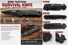 Tac Force 325S Tactical Survival Spring Assisted Folding Pocket Knife Black