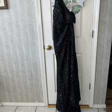 NWT SHINDRESS One Shoulder Sequin Mermaid Slit Formal Dress Black Size 8