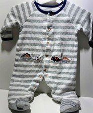 Carter's Dinosaur Sleep Play Baby Bodysuit Gray Zip Pajama 3M