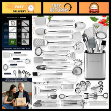 54-Piece Stainless Steel Kitchen Utensils Set - Heat-Resistant Nonstick Tools, C