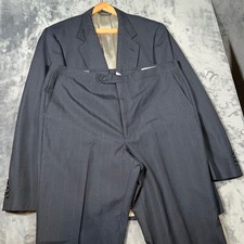Vintage Suit Men  s 42R Jacket Pants USA Navy Pinstripe 80s Sansabelt Wool