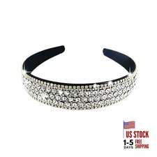 Clear Rhinestone Headband for Women Shimmering Elegant Hair Band Bridal White