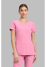 Med Couture Scrubs Women's V-Neck Top MC702 PXPK Pixel Pink Flare Free Ship