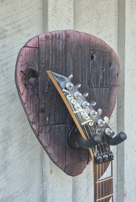 Guitar Pick, Guitar Wall Hanger, Guitar Wall Mount, Burnt Poplar