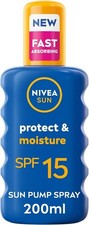 NIVEA SUN Protect & Moisture SPF 15+ Spray 200ml, Hydrating Sun Cream, Free ? 53.85 per litre