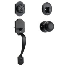 Front Door Handle and Deadbolt Set, Matte Black Front Door Lock Set with Interio