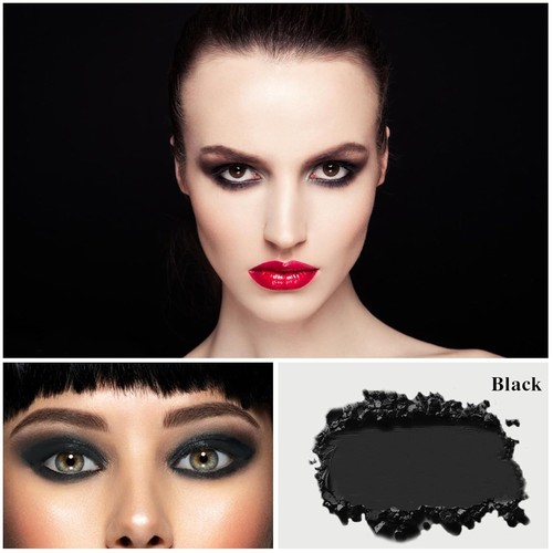 MEICOLY Black Eye Shadow with Mirror, Matt Single Eyeshadow Schwarz Lidschatten - Bild 3 von 5