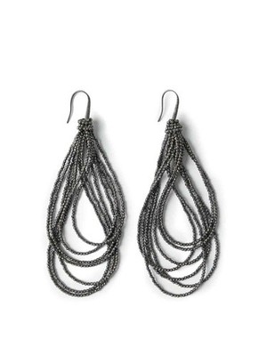 BRUNELLO CUCINELLI WOMEN'S GUNMETAL MULTI-STRAND DROP EARRINGS MSRP $3295