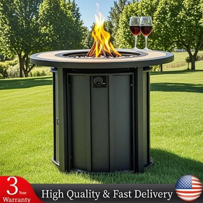30'' Propane Gas Fire Pit Table 50000BTU Round Steel Fire Pit w/ Ceramic Tabletop