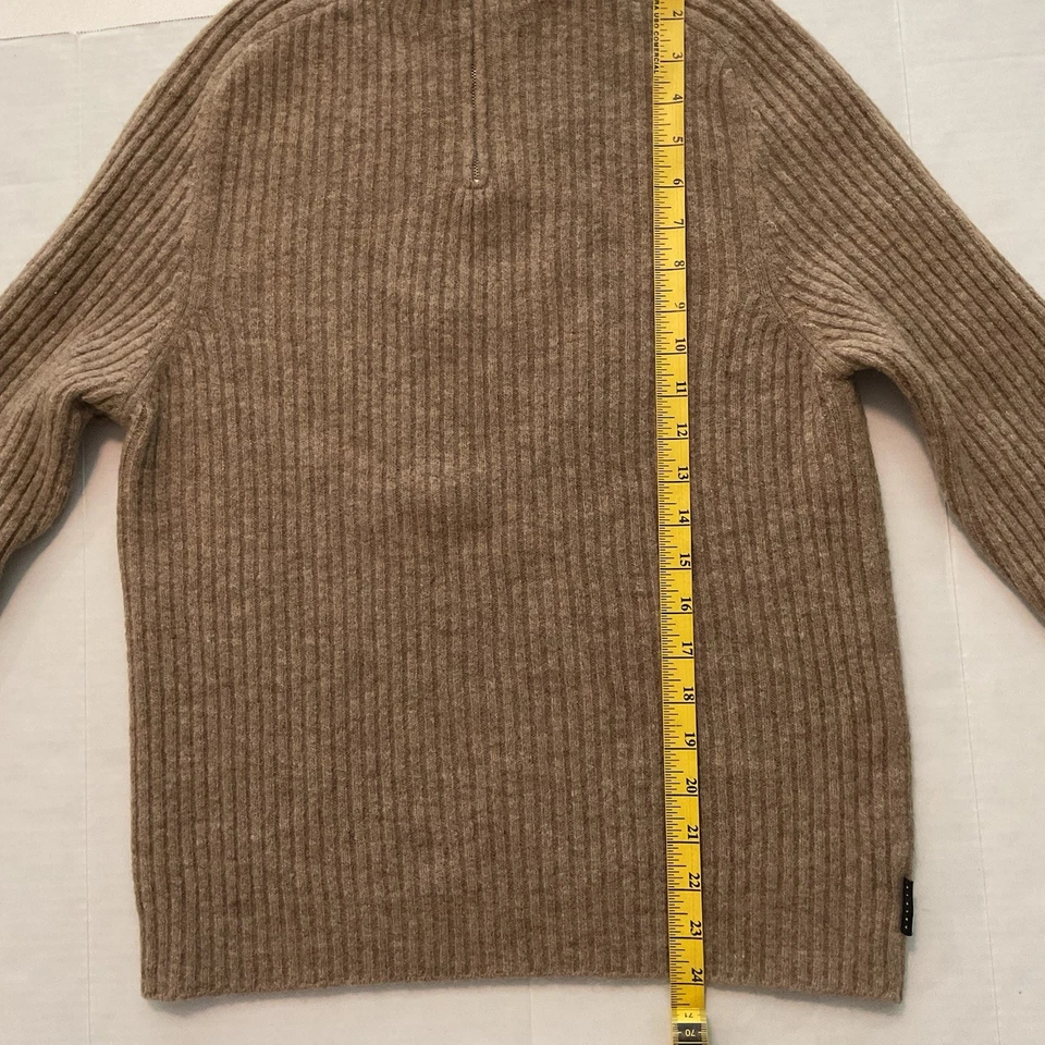 Suéter Pullover Para Mujer Sisley Tejido Acanalado 1/4 Cremallera Talla M Marrón Hecho en Italia Foto 3 de 4