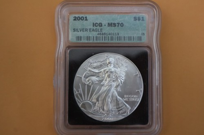 #ad 2001 Silver Eagle ICG MS70 $395.00