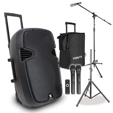 Vonyx SPJ PA915 Portable PA System with Wireless Microphone & Stand